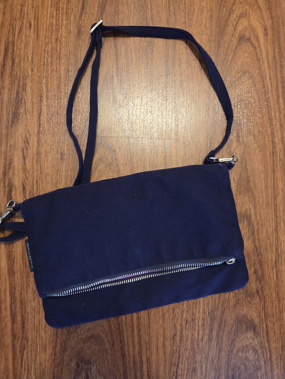 ​Esprit Navy Blue Crossbody Bag with Silver Zip Accents